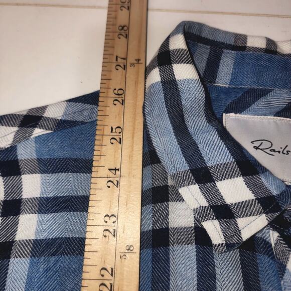 Rails Hunter Shirt Size S Lapis White Black Chambray Button Up lumberjack cabin - Picture 9 of 9